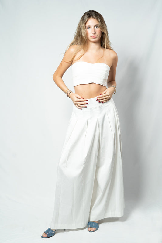 High Waisted Wide Leg Pleated Pant